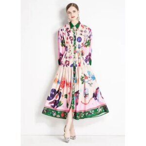 Shirt Dress Multicolor Oversized Long Sleeve Womens Sz XL